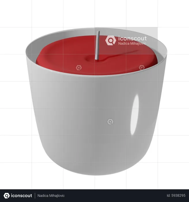 Red Candle In White Holder  3D Icon