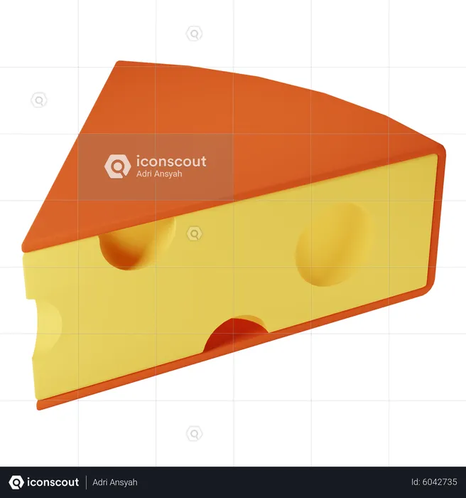 Red Cheese Cube  3D Icon