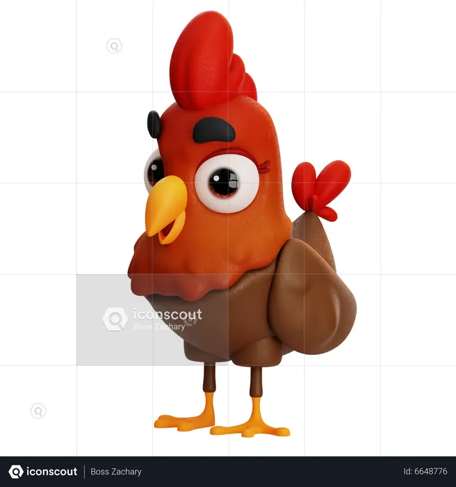 Red Chicken  3D Icon