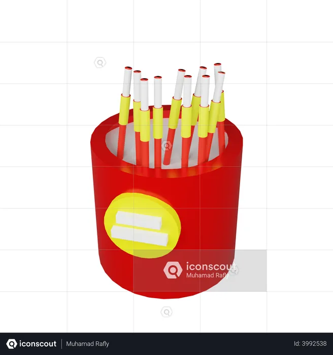 Red Chinese incense in pot  3D Illustration