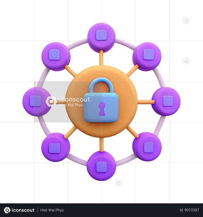 Red de ciberseguridad  3D Icon