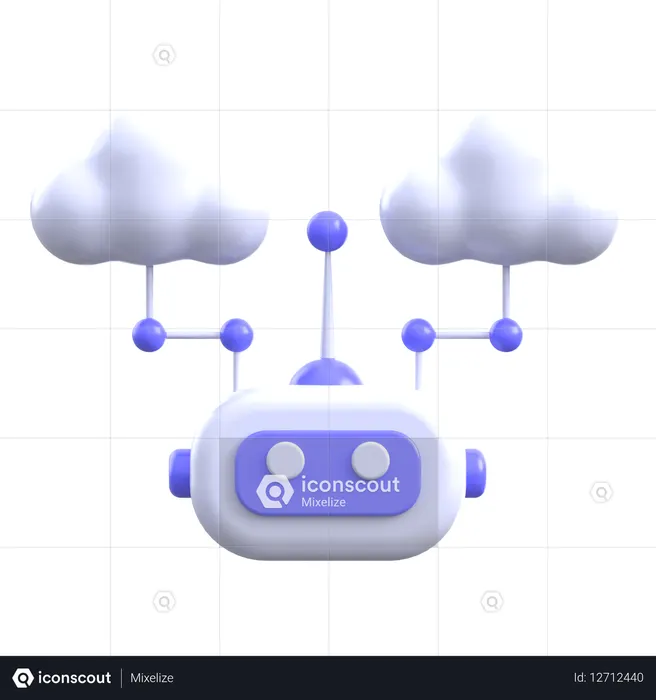 Red de nube de ia  3D Icon
