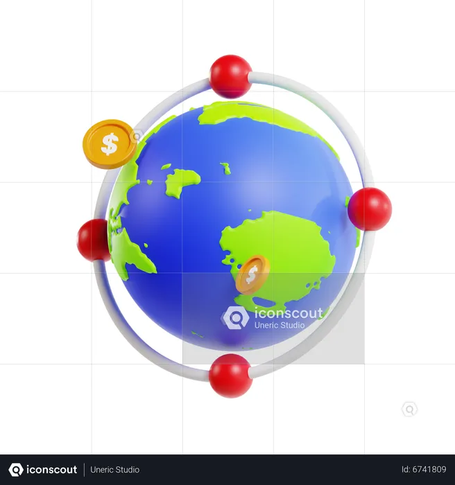 Red empresarial global  3D Icon