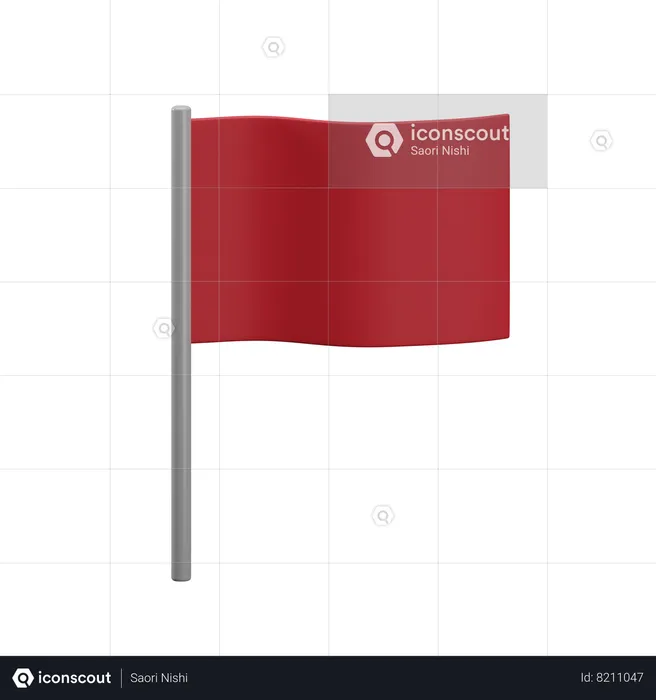 Red Flag Flag 3D Icon