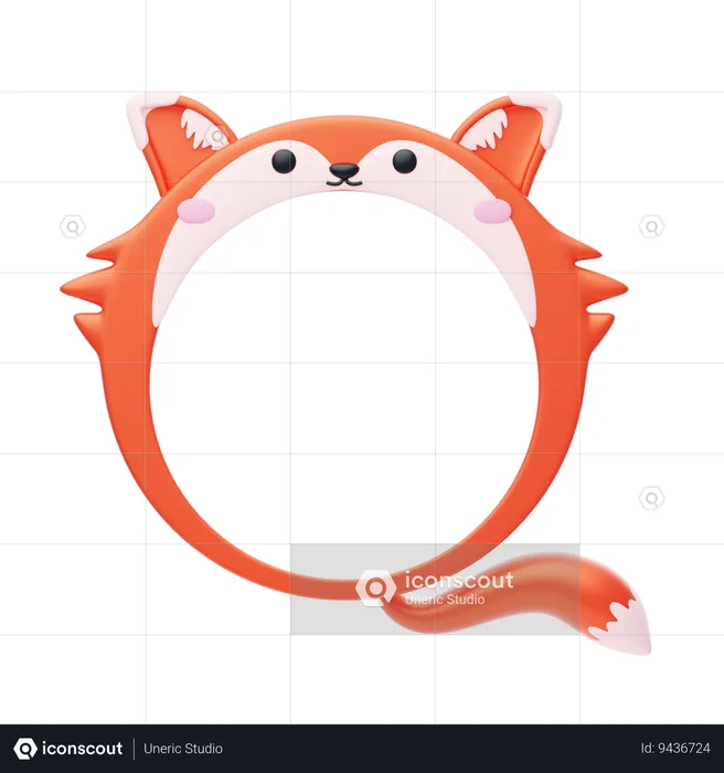 Red Fox Shape Animal Frame  3D Icon