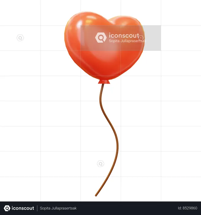 Red Heart Balloon  3D Icon