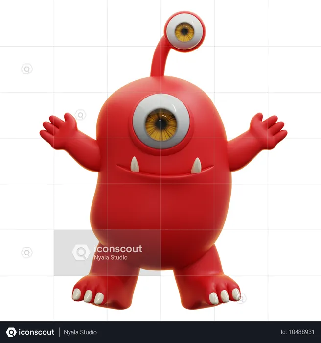 Red Monster  3D Icon