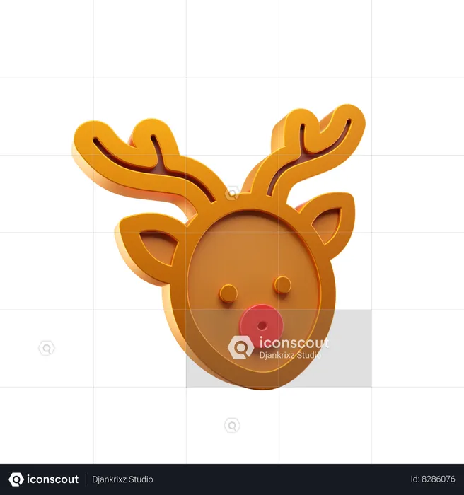 Red Noose Deer  3D Icon