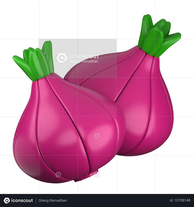 Red Onion  3D Icon