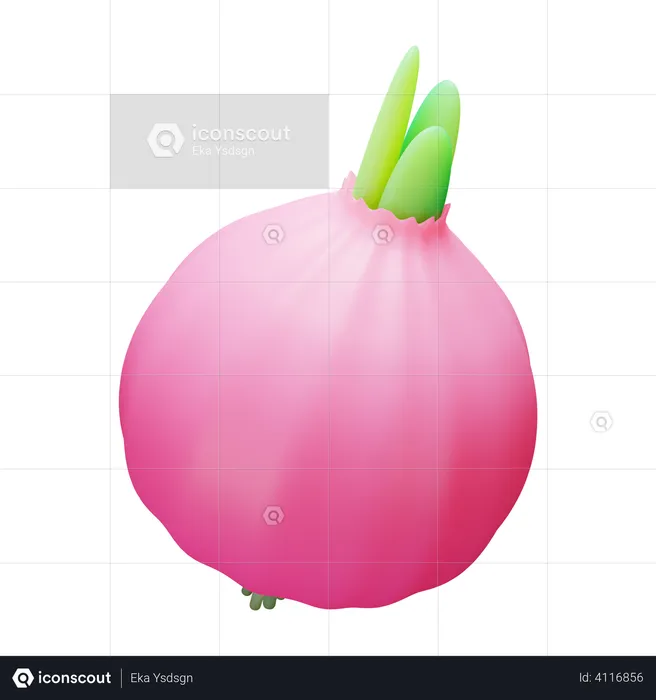 Red Onion  3D Illustration
