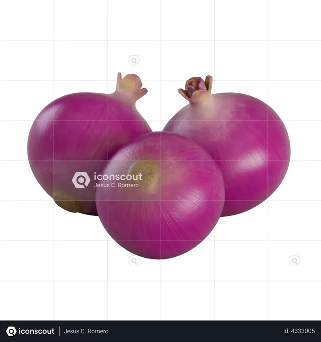 Red Onions  3D Illustration
