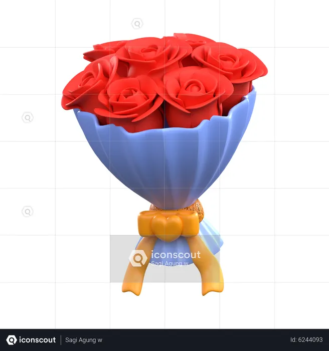 RED ROSE BUCKET  3D Icon