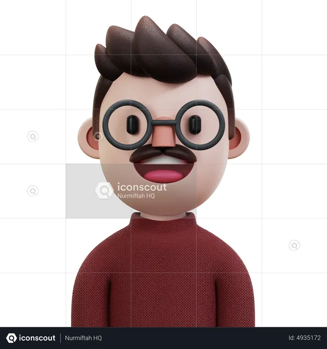 Red Shirt Man  3D Icon