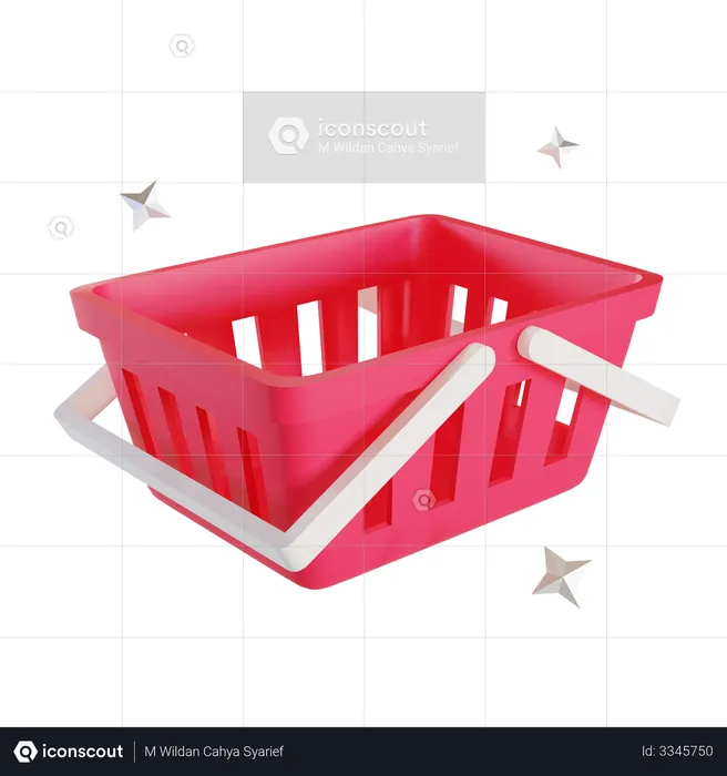 Red Shopping Basket  3D Illustration