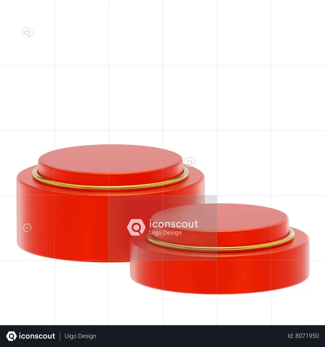 Red Stage Round Podium  3D Icon