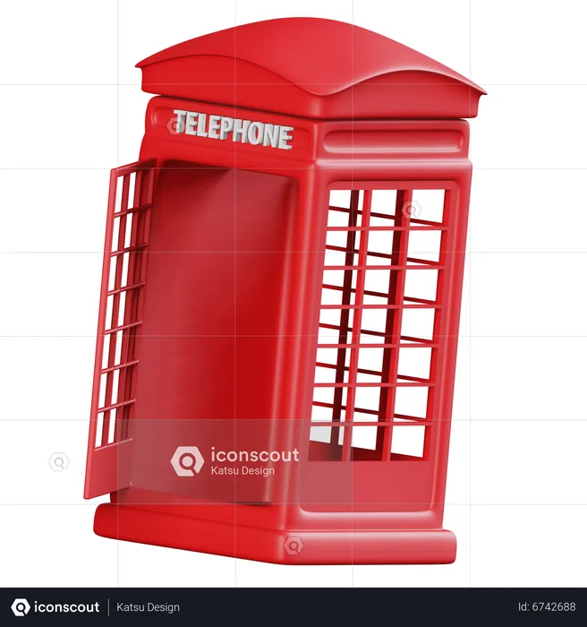 Red Telephone Box_  3D Icon