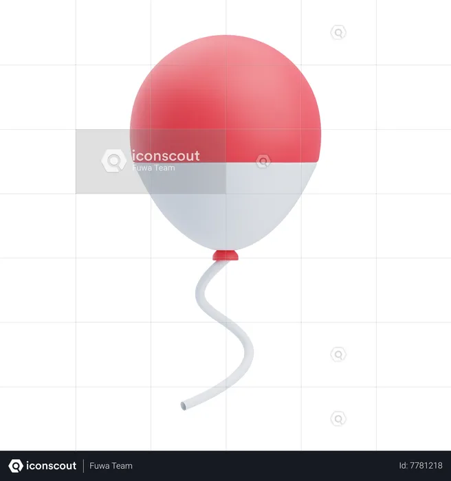 Red White Balloon  3D Icon
