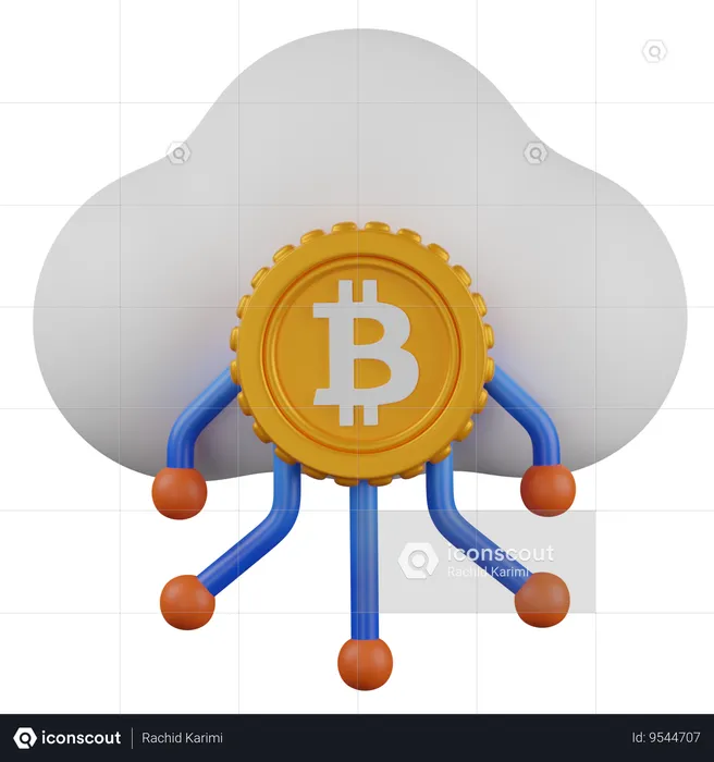 Rede de nuvem bitcoin  3D Icon