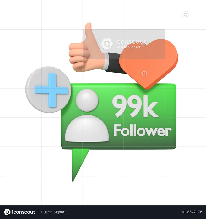 Redes Sociales 99 K Seguidores  3D Icon