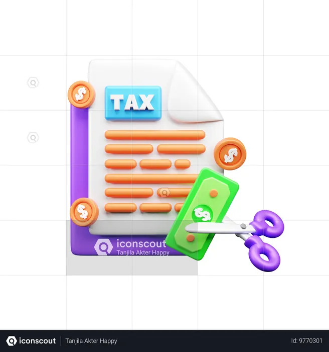 Recortar impuestos  3D Icon