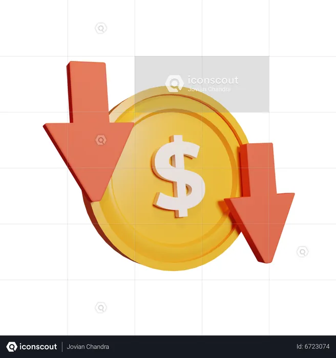 Reducción de la tasa del dólar  3D Icon