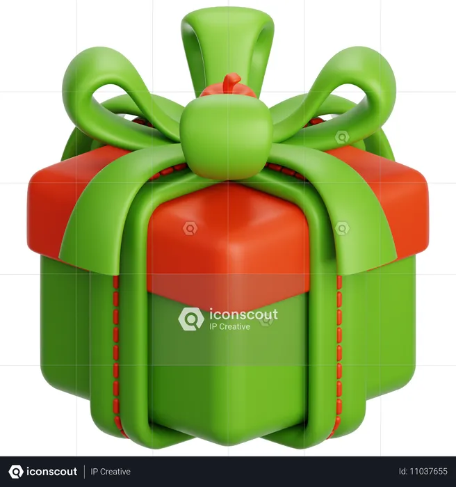 Regalo de navidad verde  3D Icon