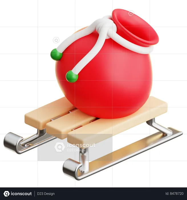 Regalo de santa con trineo  3D Icon