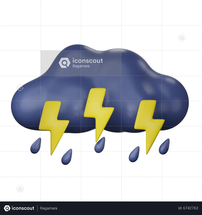 Regen und Donner  3D Icon