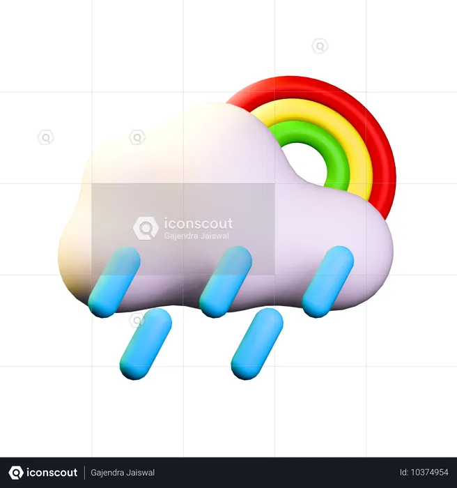 Regenbogen schweres regnerisches Wetter  3D Icon