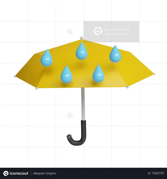 Regenschirm mit Regen  3D Icon