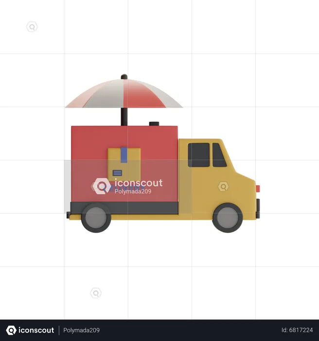 Regenschirm und Lieferwagen  3D Icon