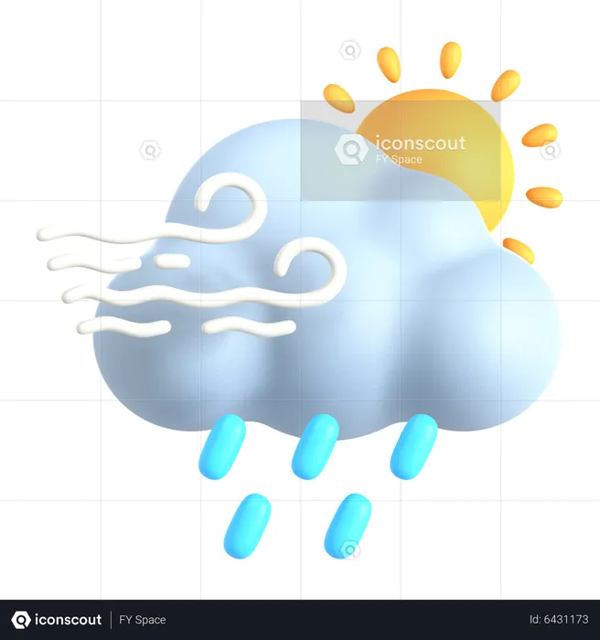 Regensturm am Tag  3D Icon