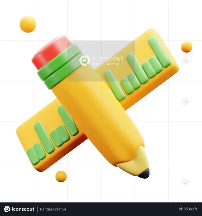 Règle et crayon  3D Icon