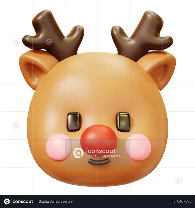 Reindeer Head  3D Icon