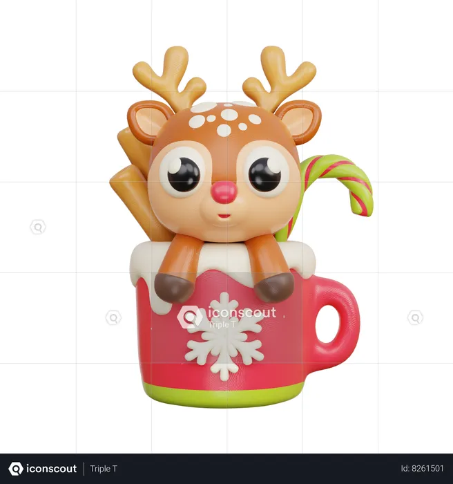 Reindeer In Cup  3D Illustration