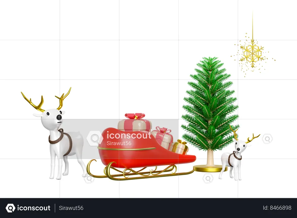 Reindeer is waiting for santa claus  3D Icon
