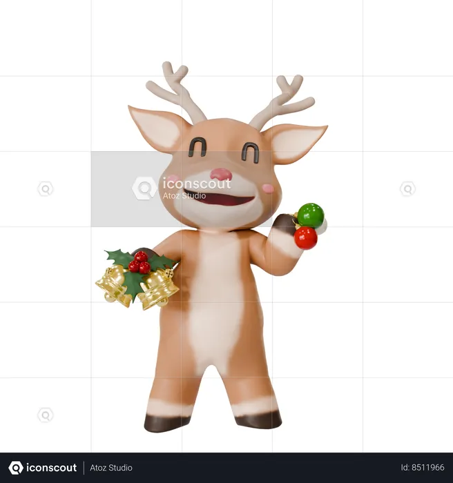 Reindeer With Christmas Decor  3D Icon