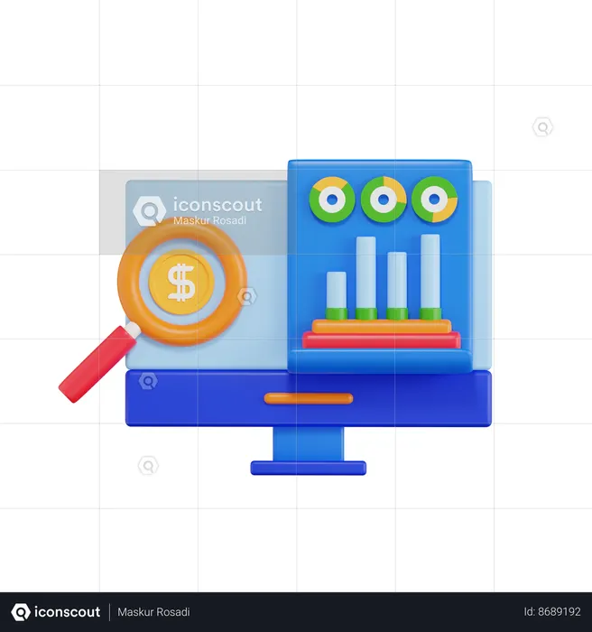 Relatório de análise do mercado de ações  3D Icon
