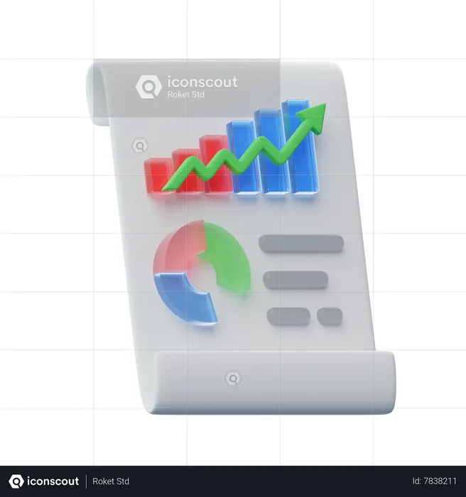 Relatório de crescimento  3D Icon