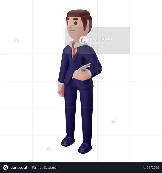 Empresário segurando relatório  3D Illustration