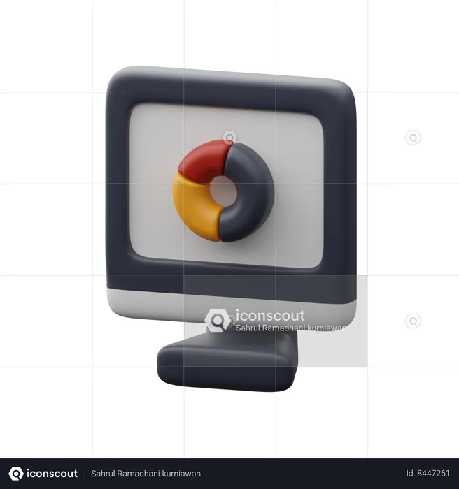 Relatório de negócios no monitor  3D Icon