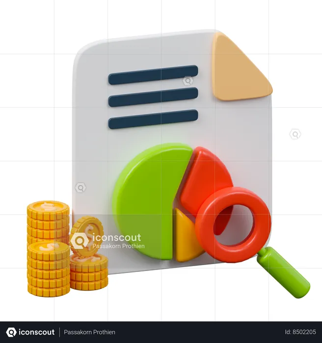 Relatório financeiro  3D Icon