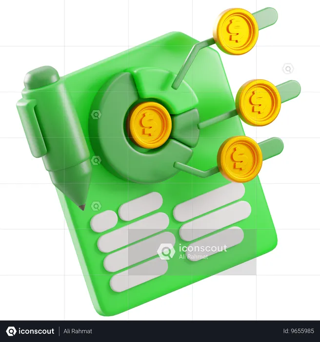 Relatório financeiro  3D Icon