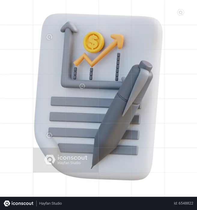 Relatório Financeiro  3D Icon