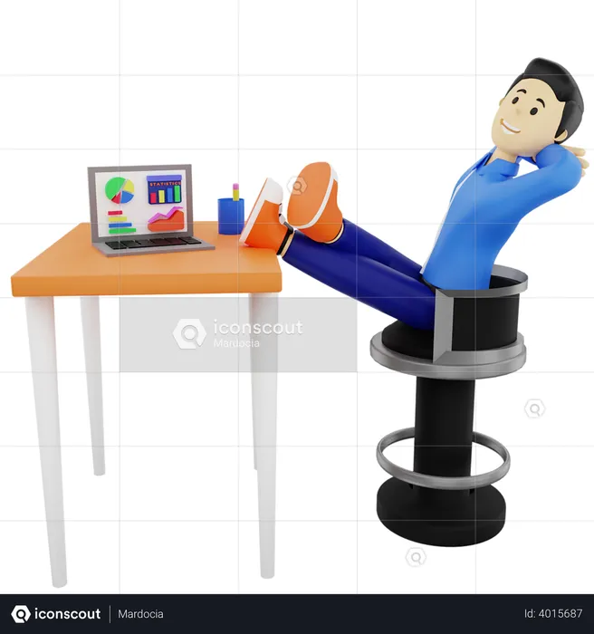 Relaxing at work  3D Illustration