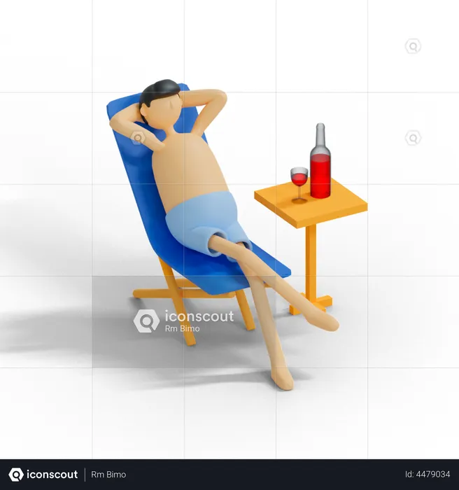 Relaxing On Beach  3D Illustration