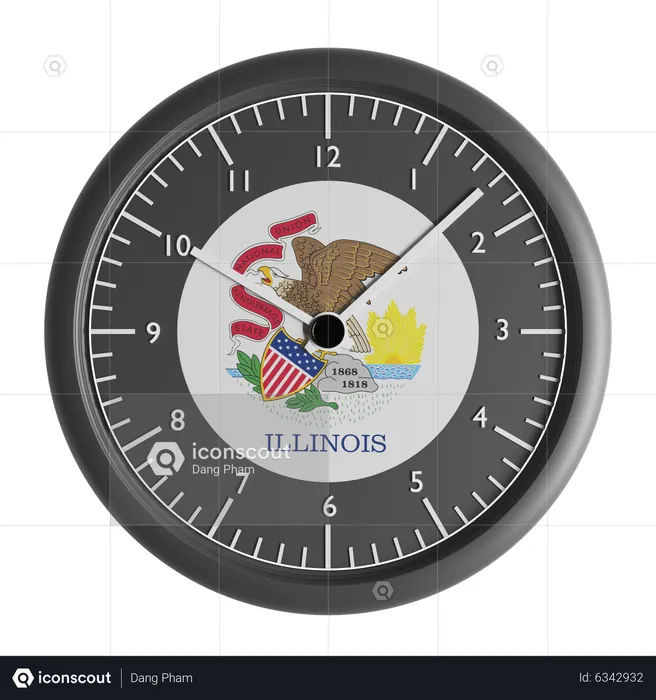 Relógio de parede com a bandeira de Illinois  3D Icon