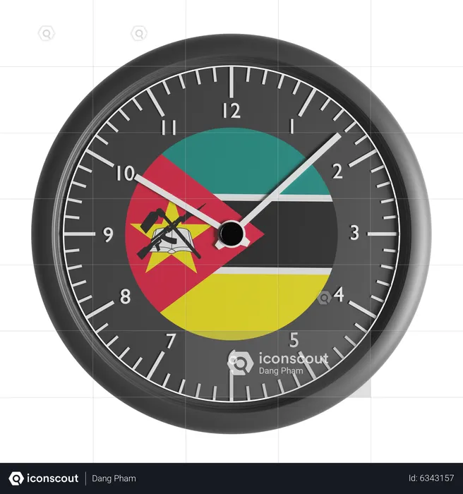 Relógio de parede com a bandeira de Moçambique  3D Icon