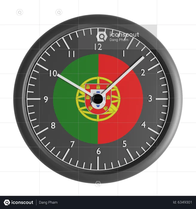 Relógio de parede com a bandeira de Portugal  3D Icon