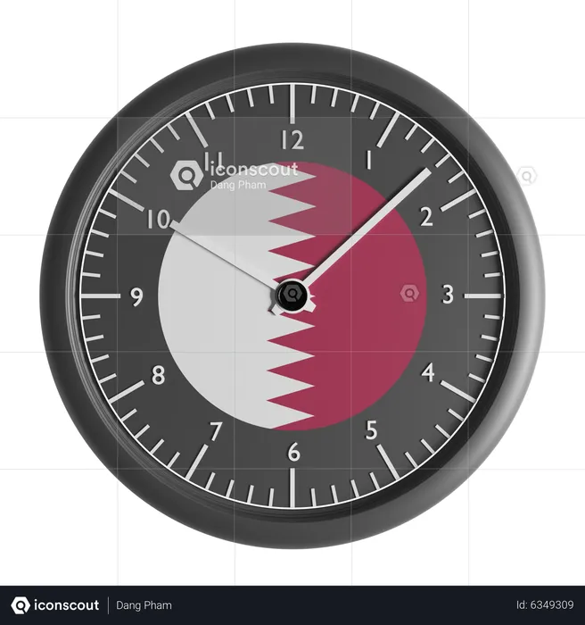 Relógio de parede com a bandeira do Catar  3D Icon